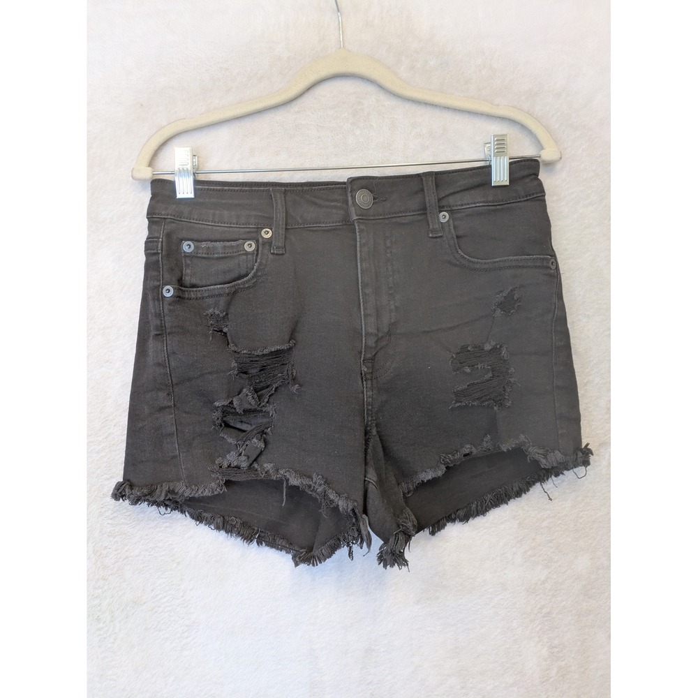Aeropostale‎ Denim Shorts Women's 8 Black Vintage High Rise Shorty Distressed
